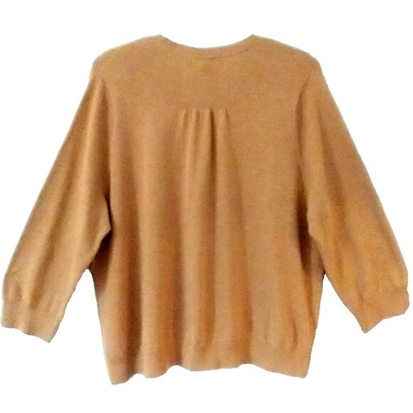 Lands End Womens Cardigan 3/4 Sleeves Supima Cotton Sweater Ginger Brown- 1X - Picture 6 of 8